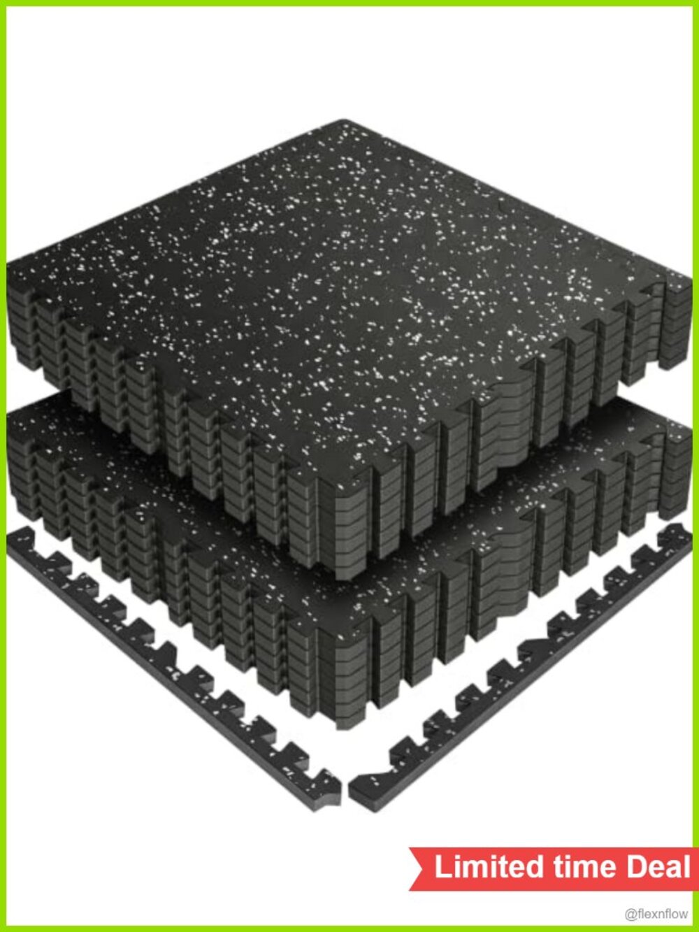 12-Pack Interlocking Rubber Foam Exercise Mats 24x24in Home Gym Flooring